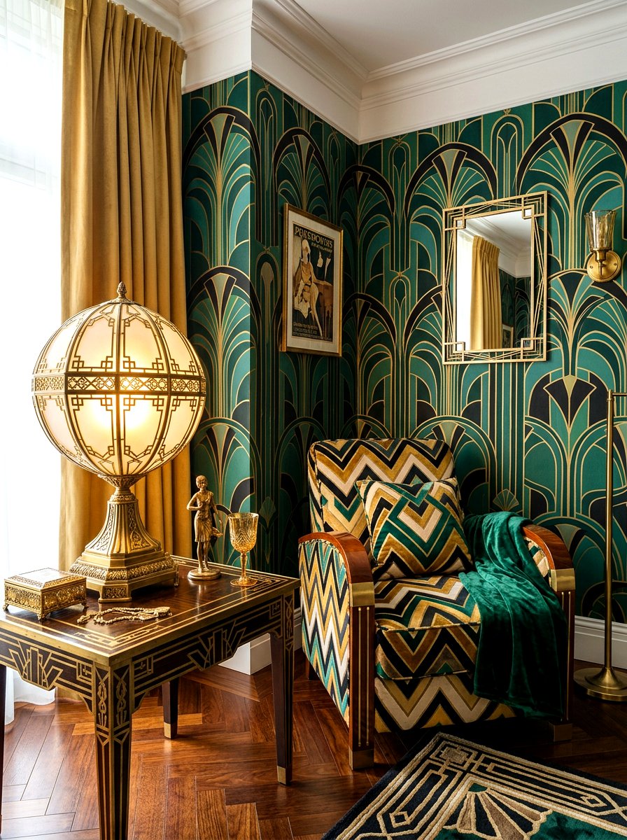 Art Deco Globe Lamp - 30 reading lamp corner ideas