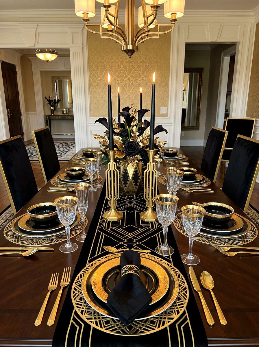 Art Deco Gold Table Setting - 30 layered table setting ideas
