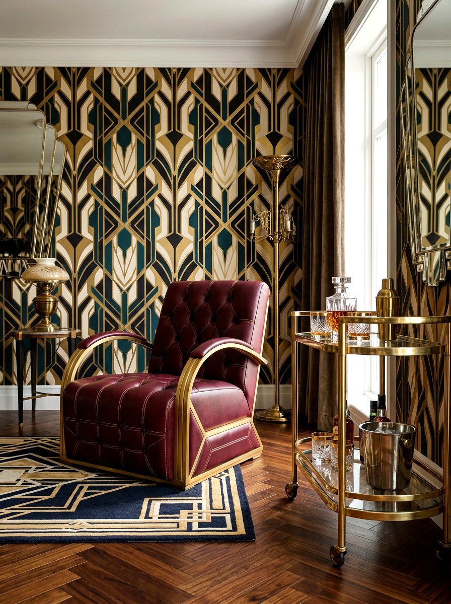 Art Deco Leather Chair Gold Accents - 30 leather accent chair ideas