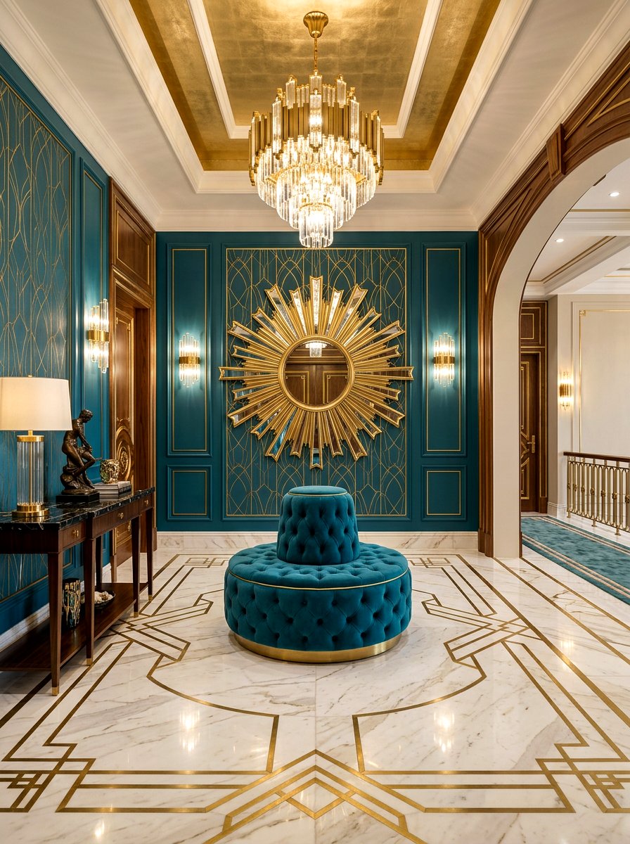 Art Deco Mirror Foyer - 30 mirror wrapped foyer ideas