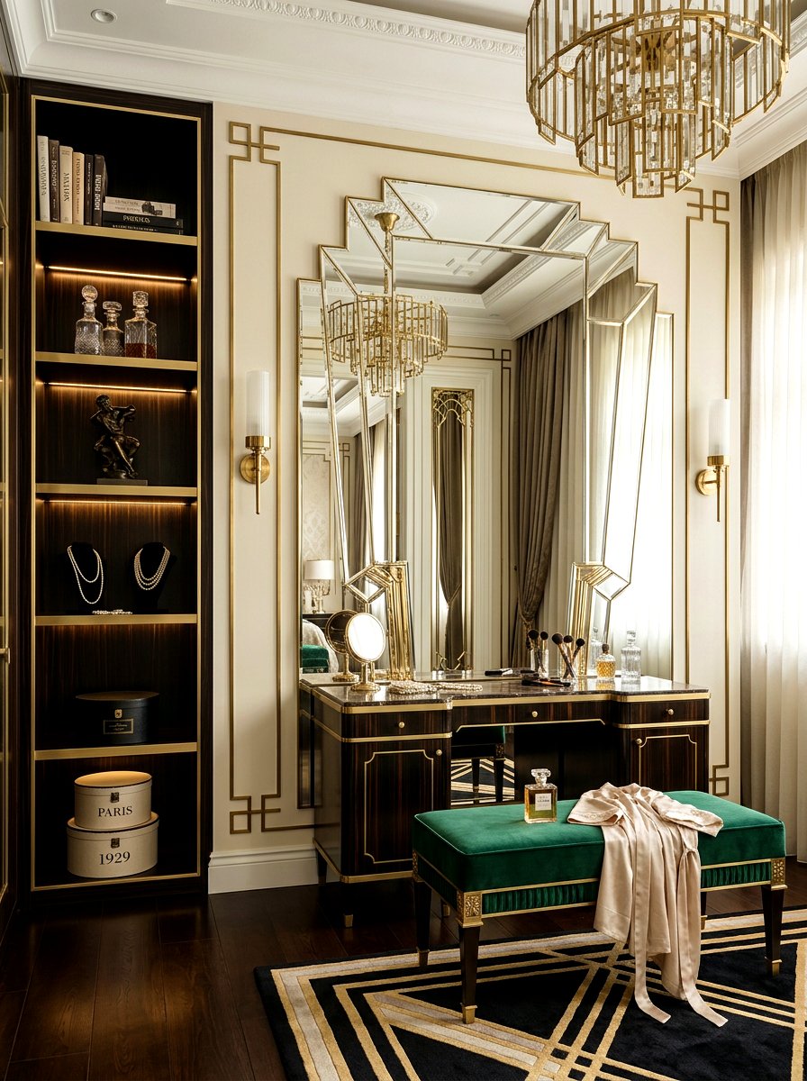 Art Deco Mirror Wall - 30 dressing room mirror wall ideas
