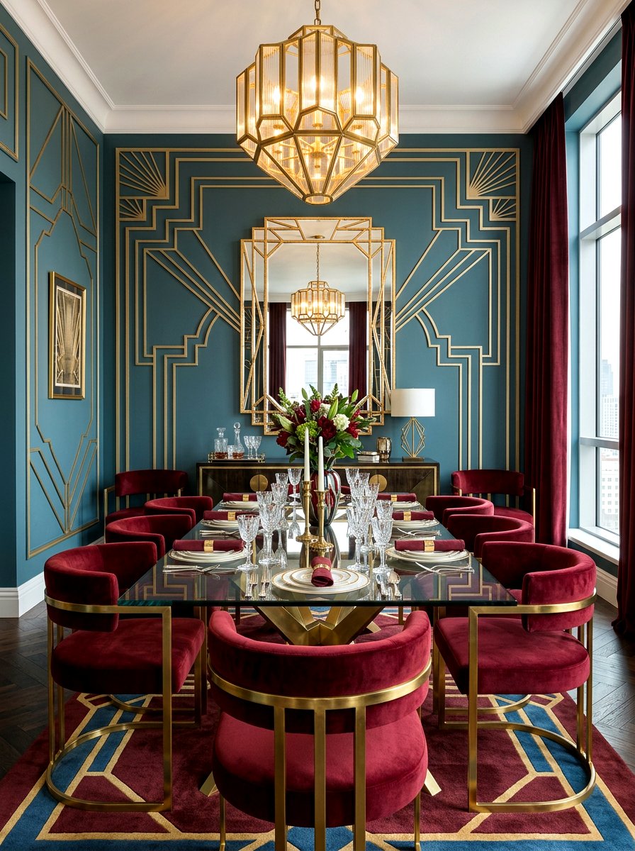 Art Deco Oxblood Dining Room - 30 oxblood fall dining room ideas