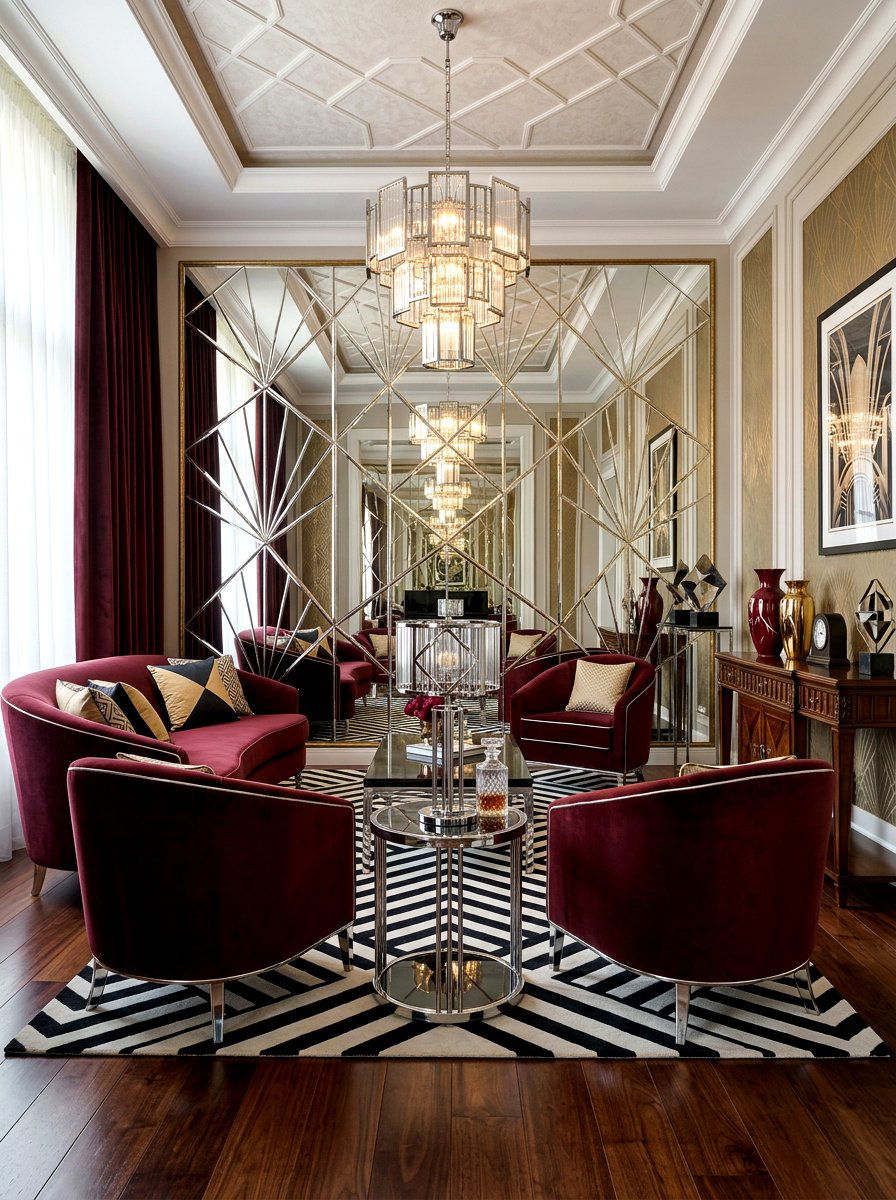 Art Deco Oxblood Living Room - 30 oxblood living room ideas