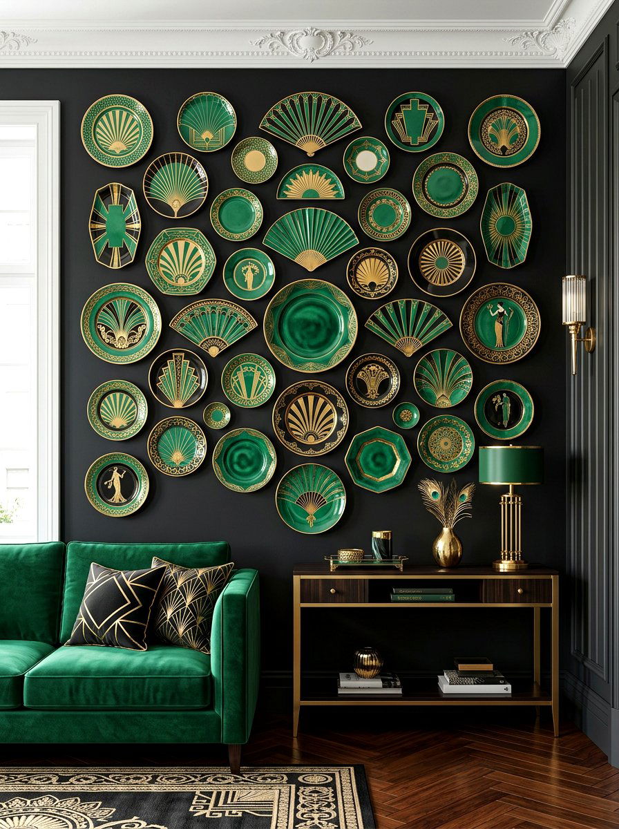 Art Deco Plate Wall - 30 plate wall dining room ideas