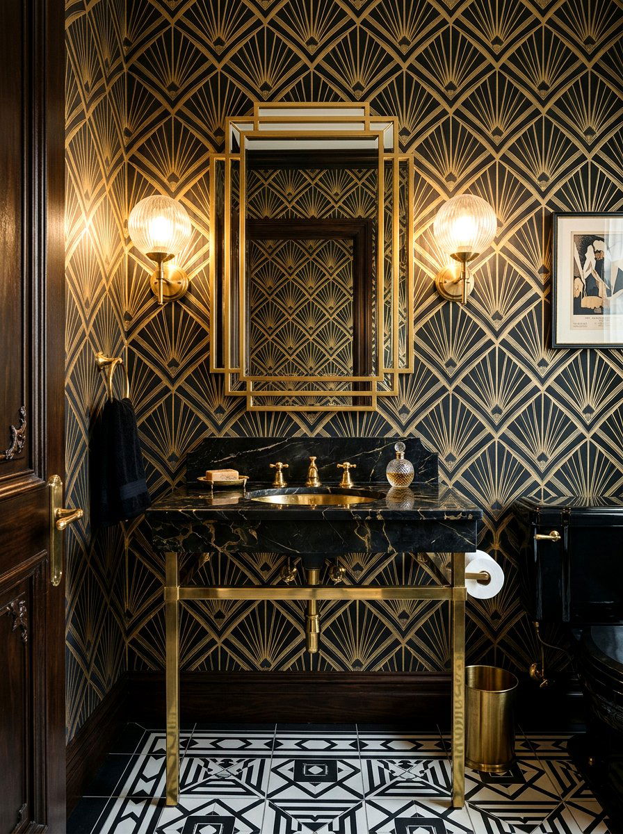 Art Deco Powder Room - 30 opulent powder room ideas