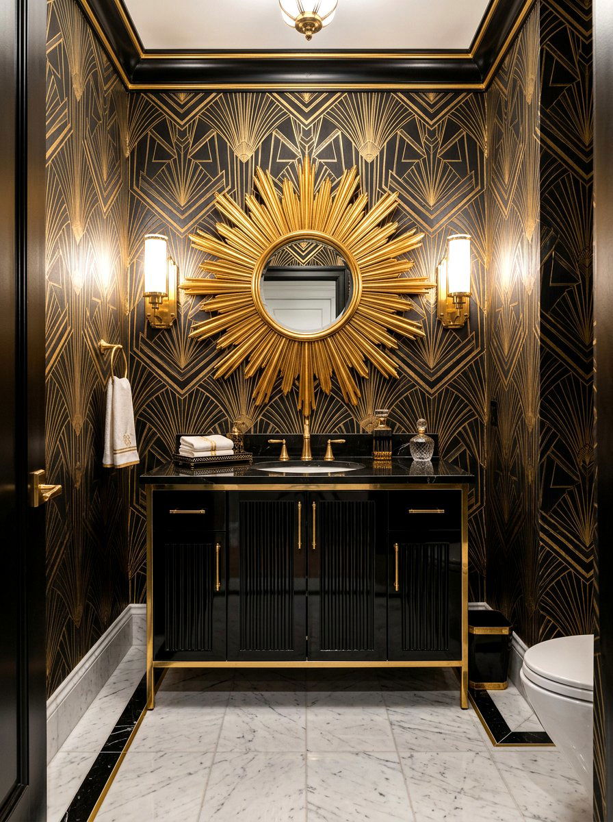 Art Deco Powder Room - 30 vintage powder room ideas