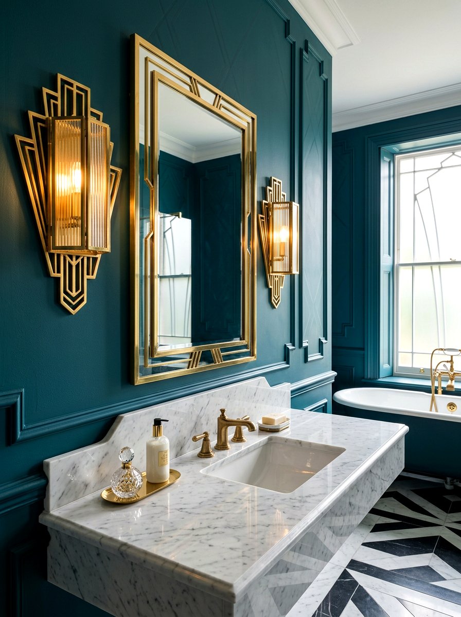 Art Deco Sconces - 30 maximalist bathroom ideas
