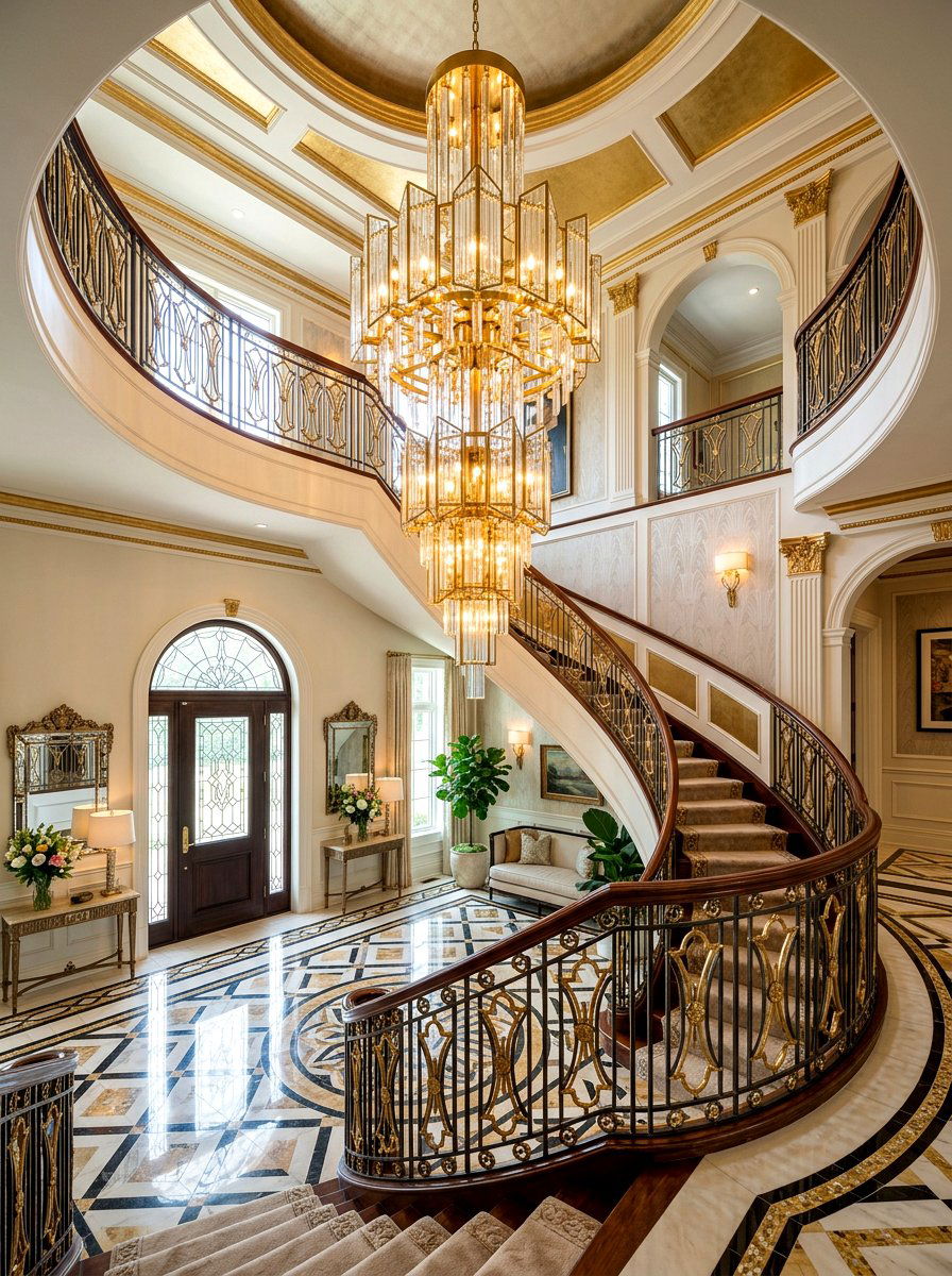 Art Deco Stairway Chandelier - 30 staircase lighting ideas