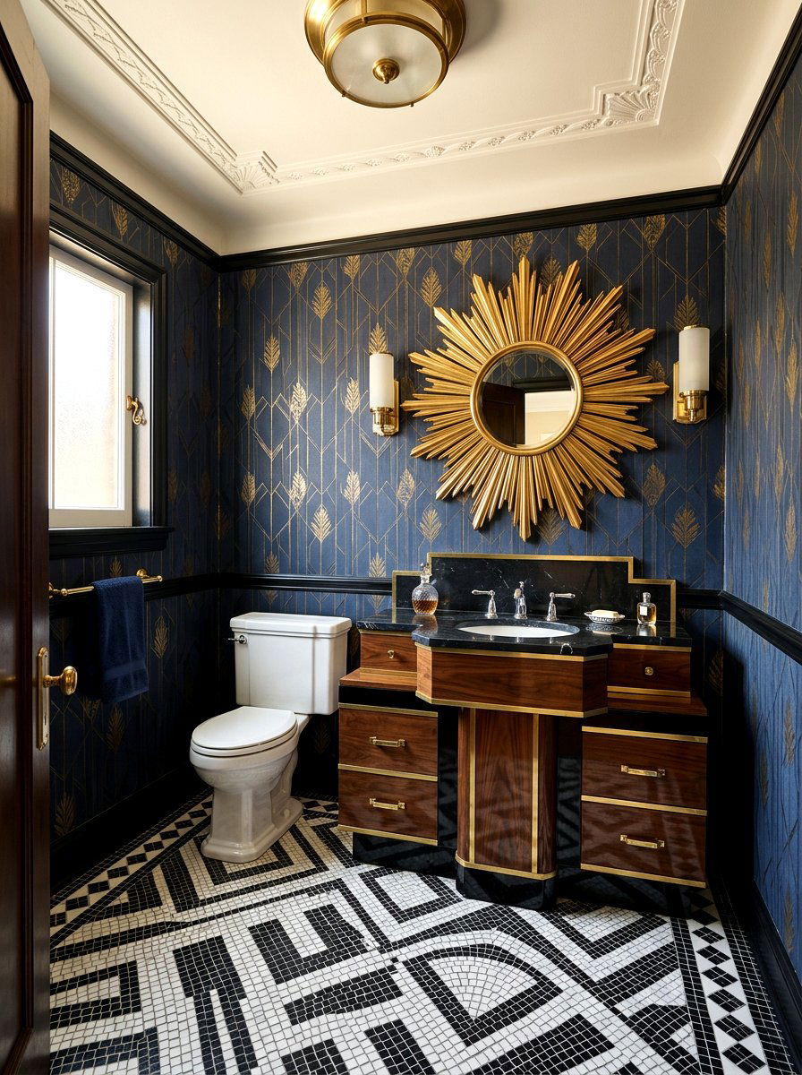 Art Deco Style Powder Room - 30 boutique hotel powder room ideas