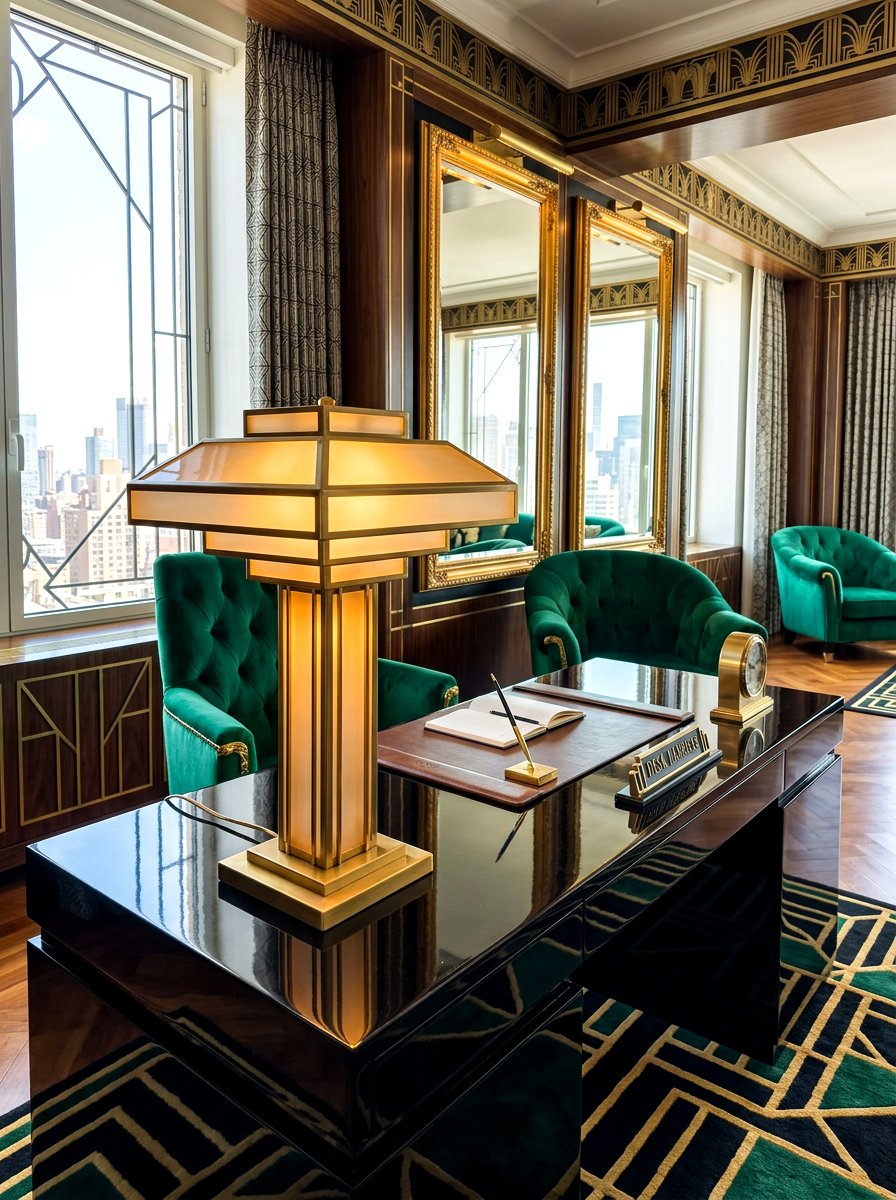 Art Deco Style Table Lamp - 30 lamp lit office ideas