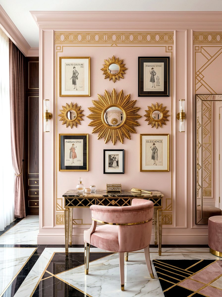 Art Deco Style Wall - 30 vintage collage wall ideas