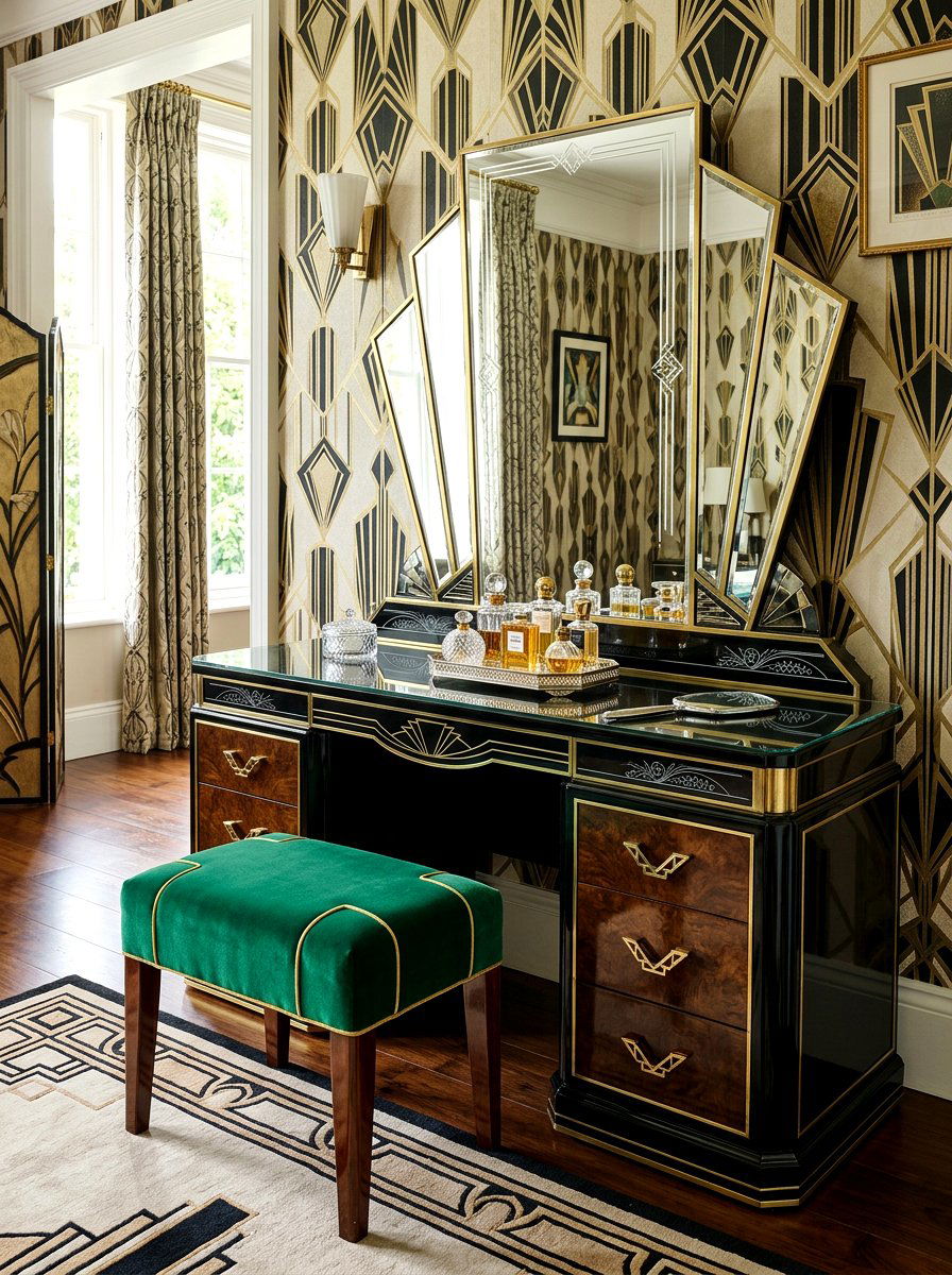 Art Deco Vanity Table - 30 antique bedroom decor ideas