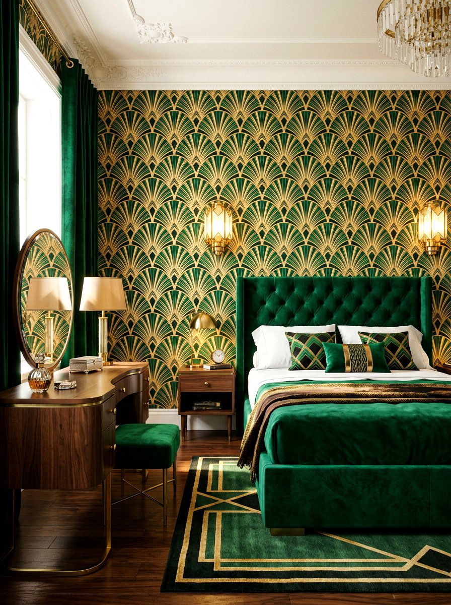 Art Deco Wallpaper - 30 bedroom wallpaper accent ideas