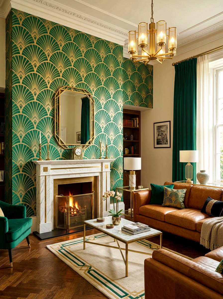 Art Deco living room wallpaper - 30 art deco living room ideas