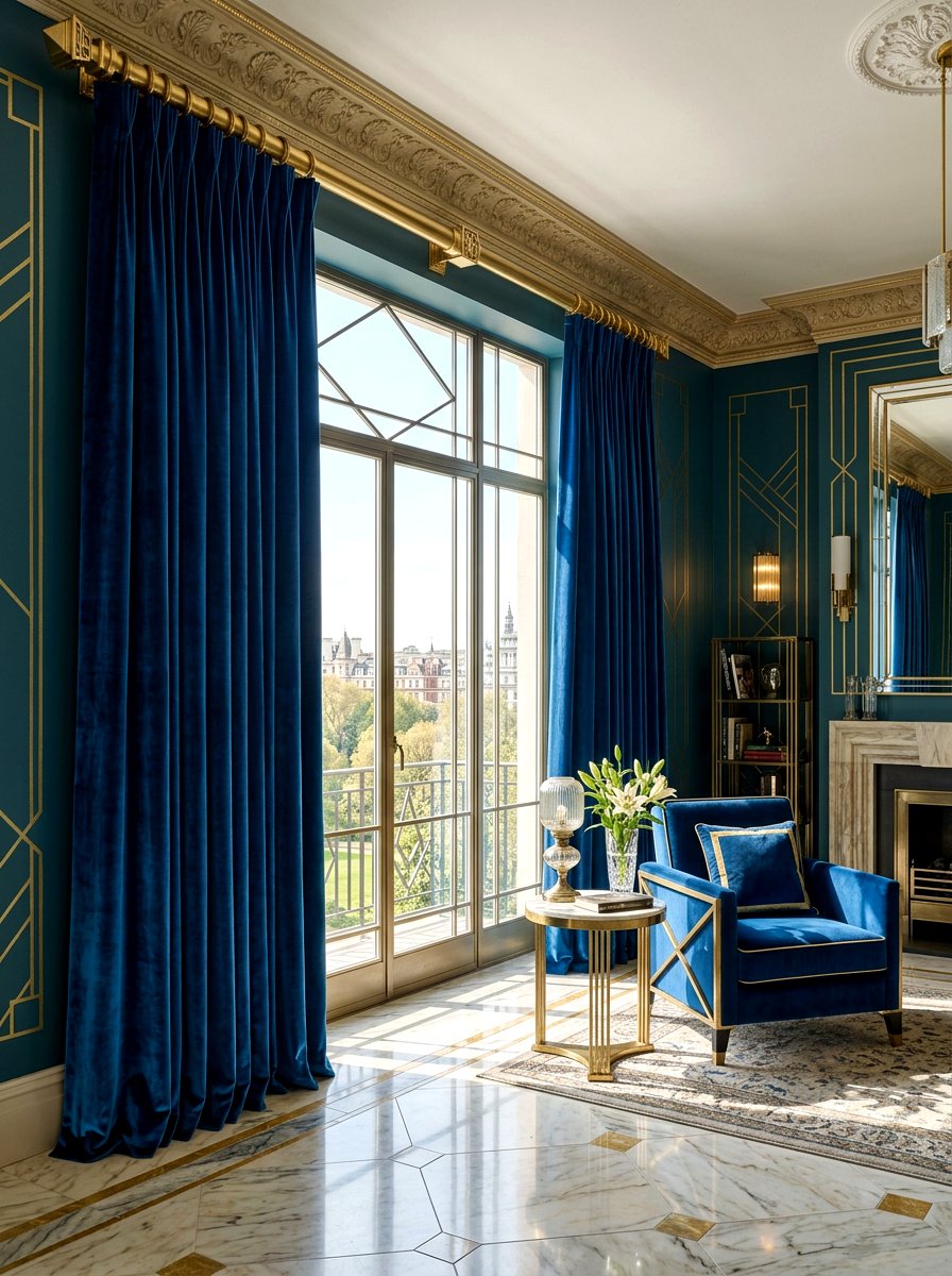 Art Deco living room window curtains - 30 art deco living room ideas
