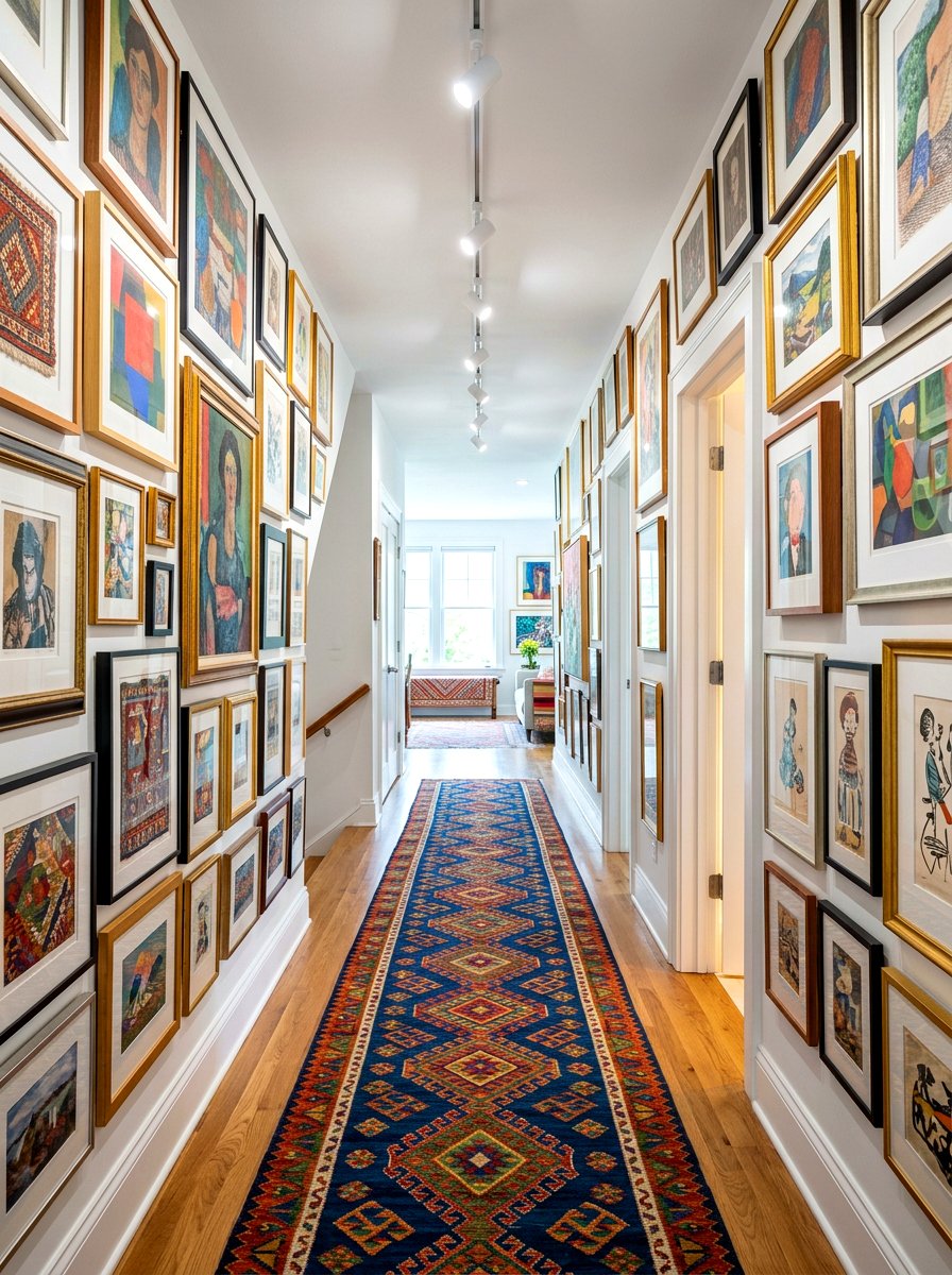 Art Filled Hallway Space - 30 playful maximalist decor ideas