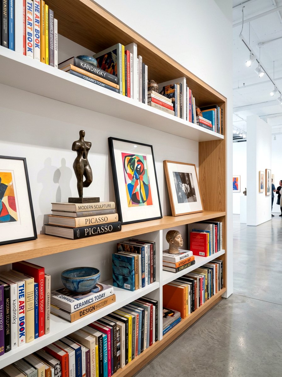 Art Focused Gallery Bookshelf - 30 bookshelf styling ideas
