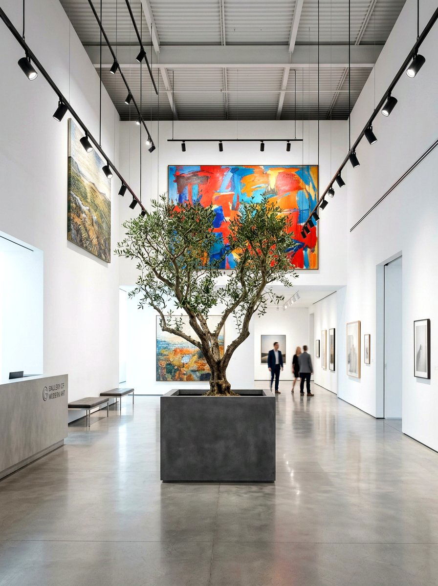 Art Gallery Foyer - 30 potted olive tree entry ideas