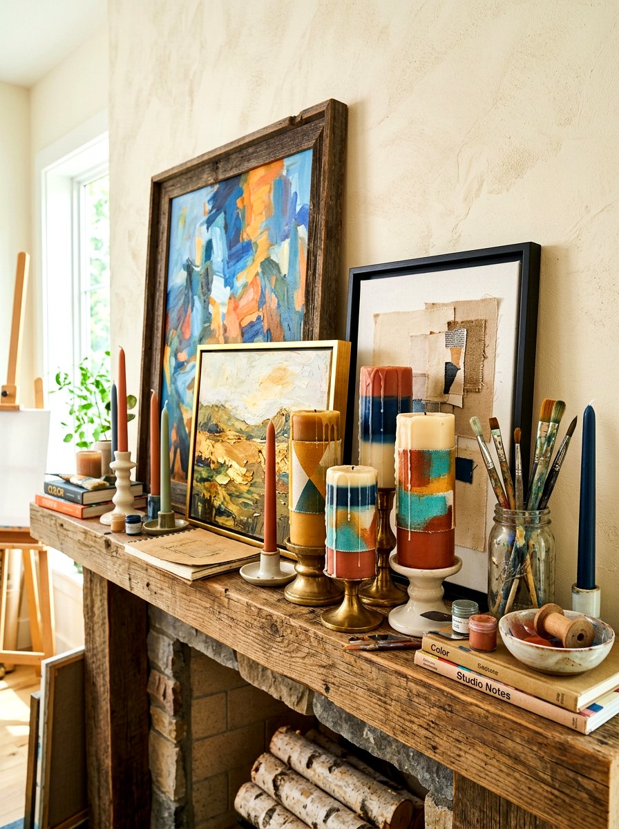Art Layered Candle - 30 mantel candle styling ideas