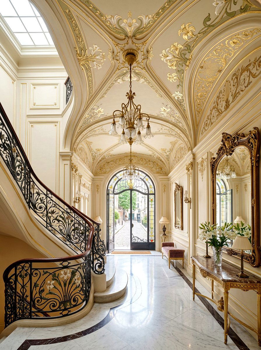 Art Nouveau Ceiling - 30 vintage floral ceiling ideas