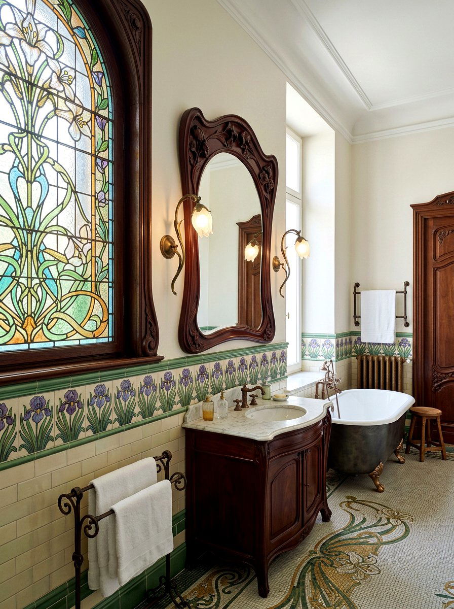 Art Nouveau Floral - 30 vintage floral bathroom ideas