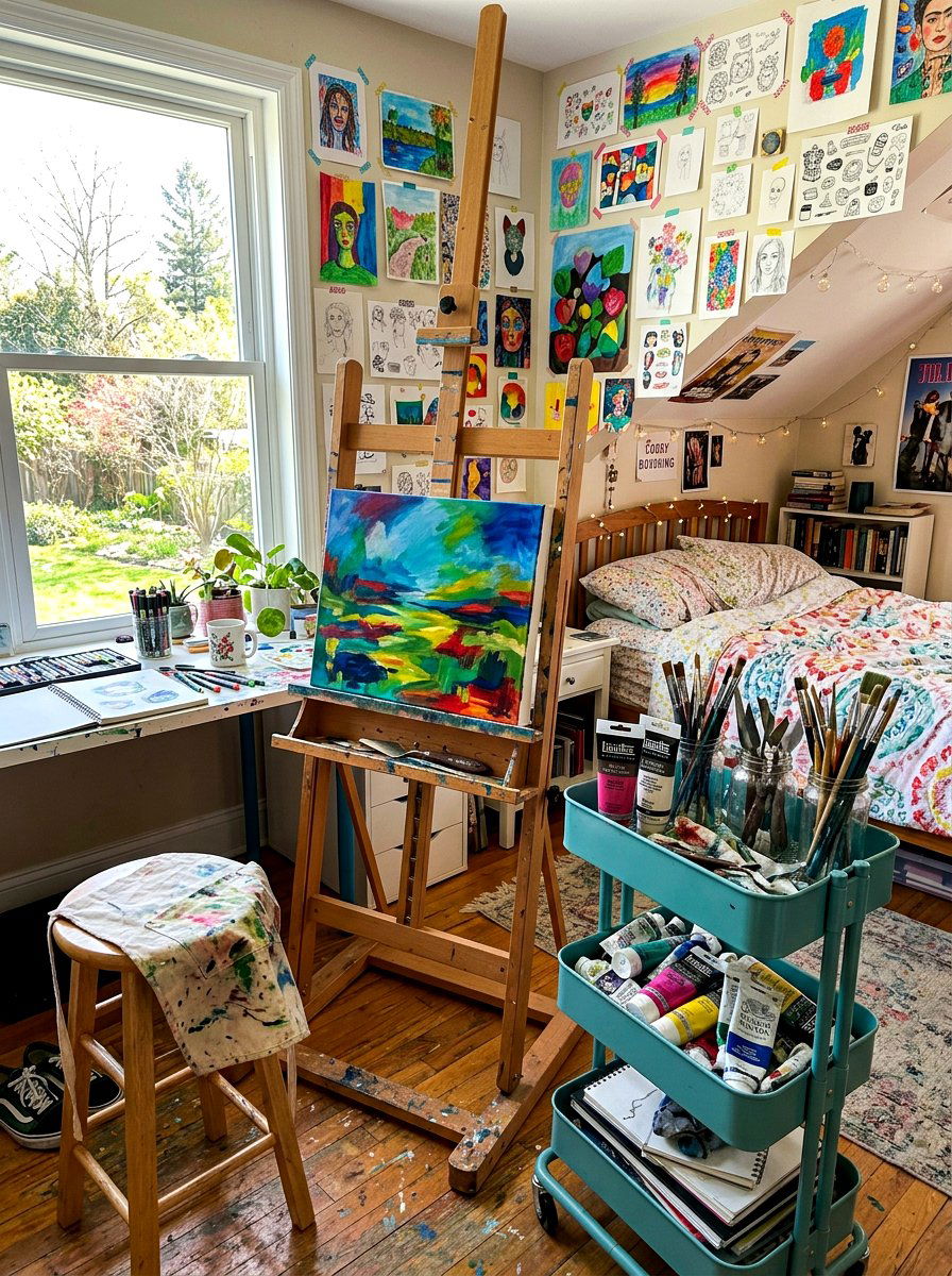 Art Studio Corner - 30 teen room Pinterest ideas