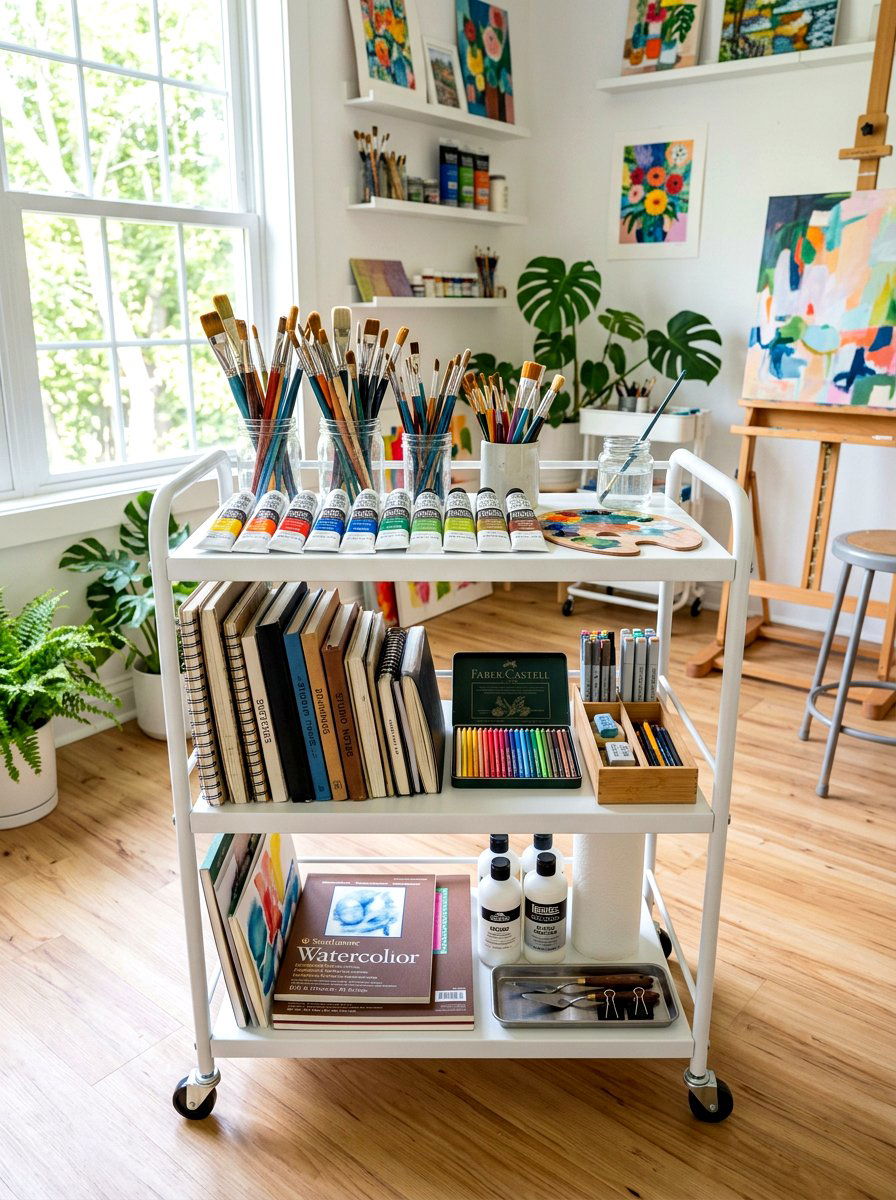 Art Supply Rolling Cart - 30 rolling cart storage ideas