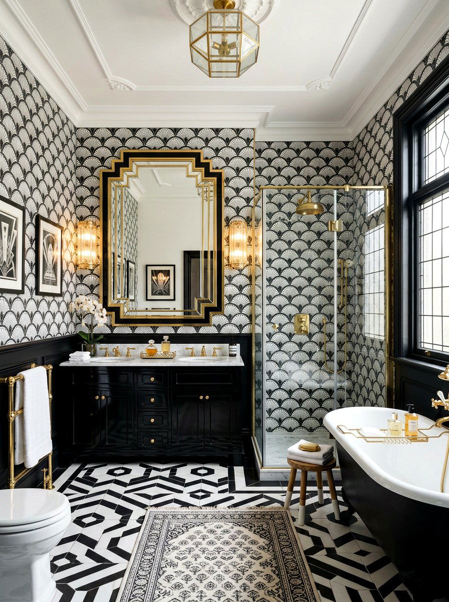 Art deco black and white bathroom - 30 black and white bathroom ideas
