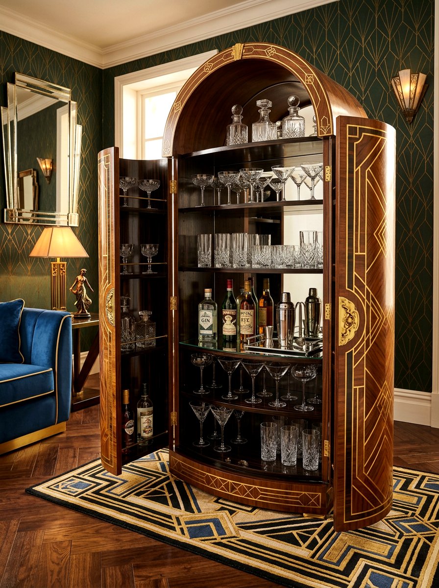 Art deco cocktail cabinet - 30 cocktail nook ideas aesthetic