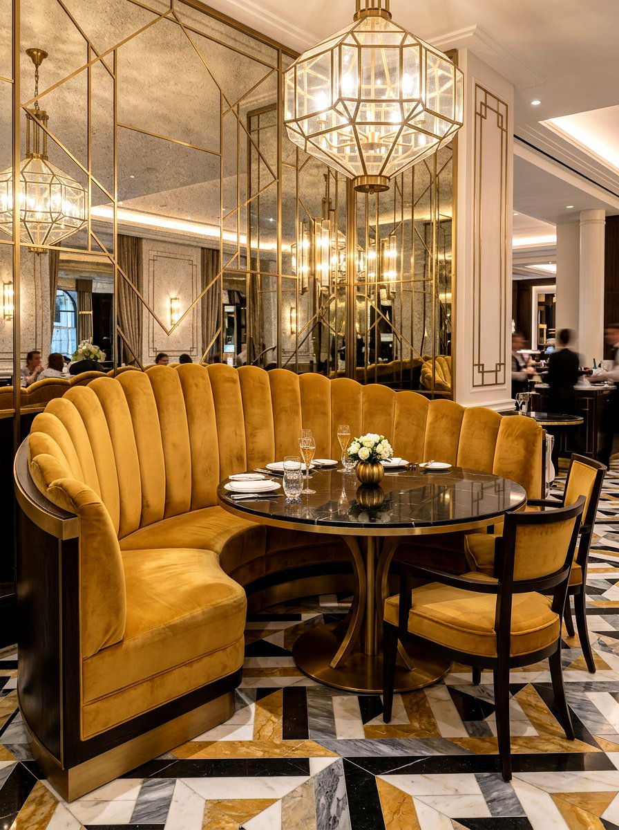 Art deco curved banquette - 30 curved banquette ideas
