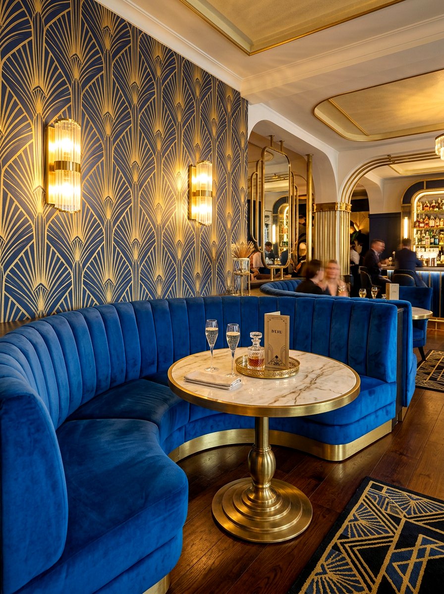 Art deco curved seating - 30 curved banquette dining ideas