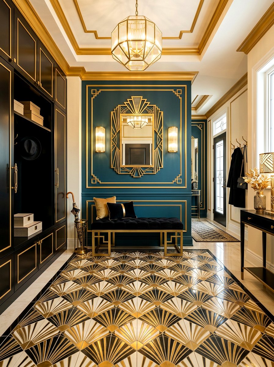 Art deco floor tile - 30 patterned mudroom tile ideas