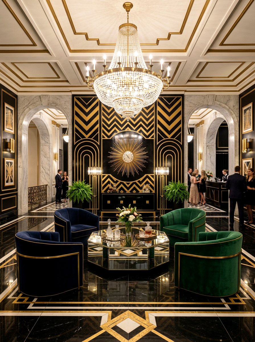 Art deco hotel foyer - 30 hotel lobby living room ideas