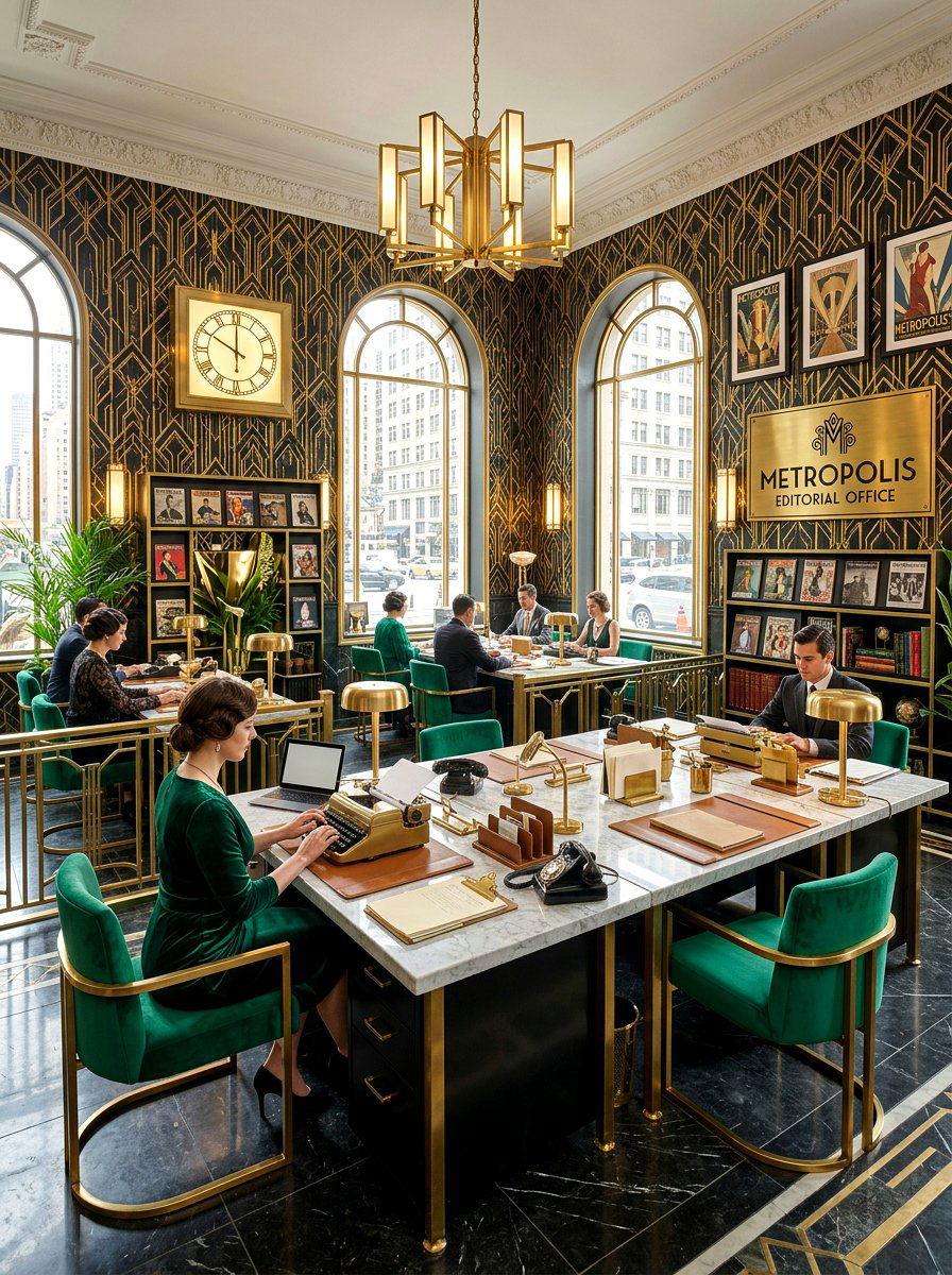 Art deco inspired editorial office - 30 editorial office ideas
