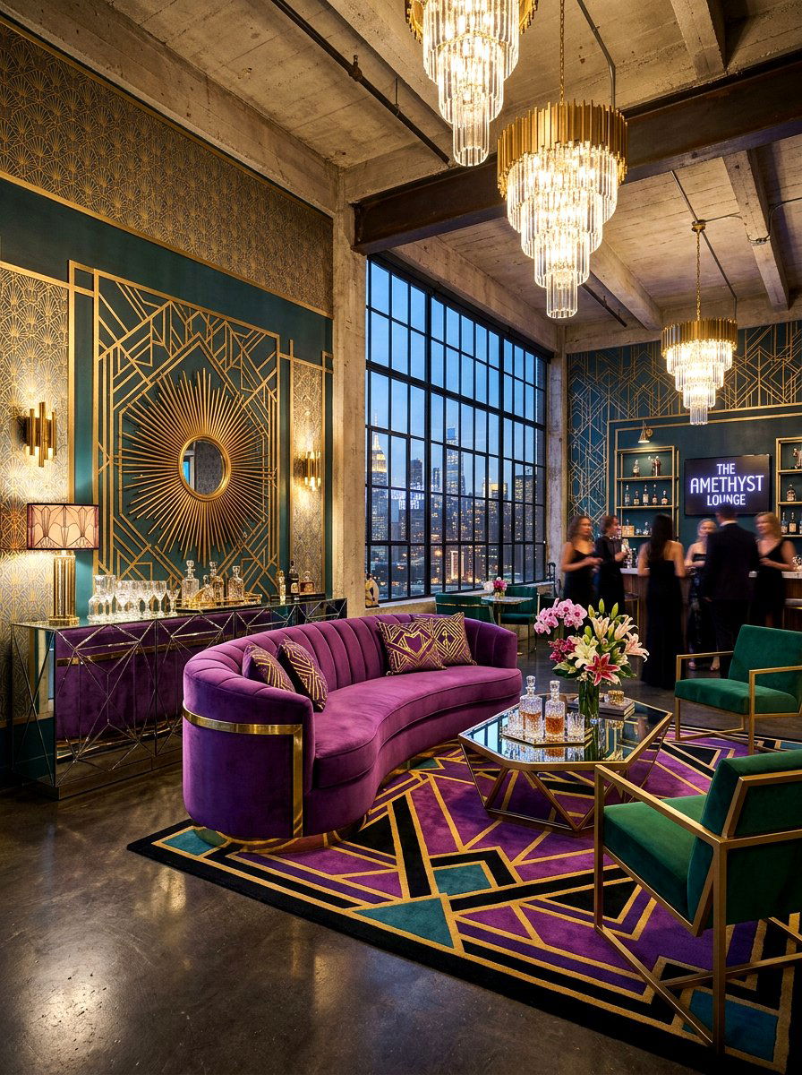Art deco loft lounge - 30 loft living room ideas