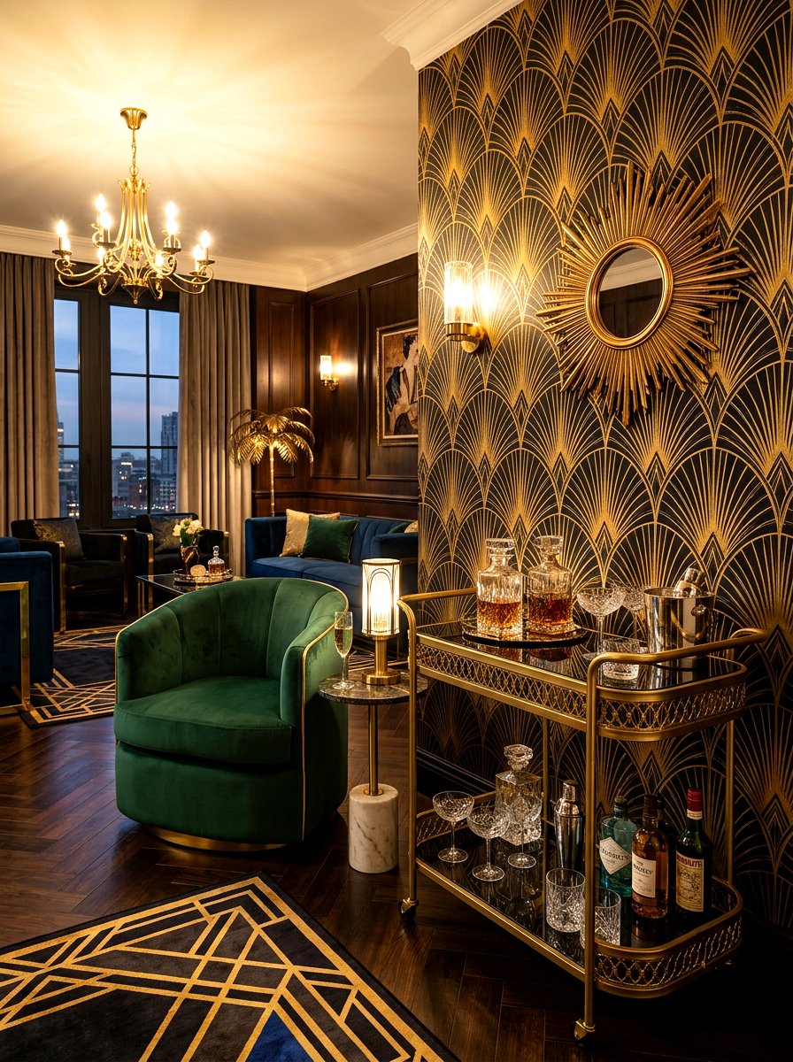 Art deco peel and stick - 30 rental safe wallpaper ideas