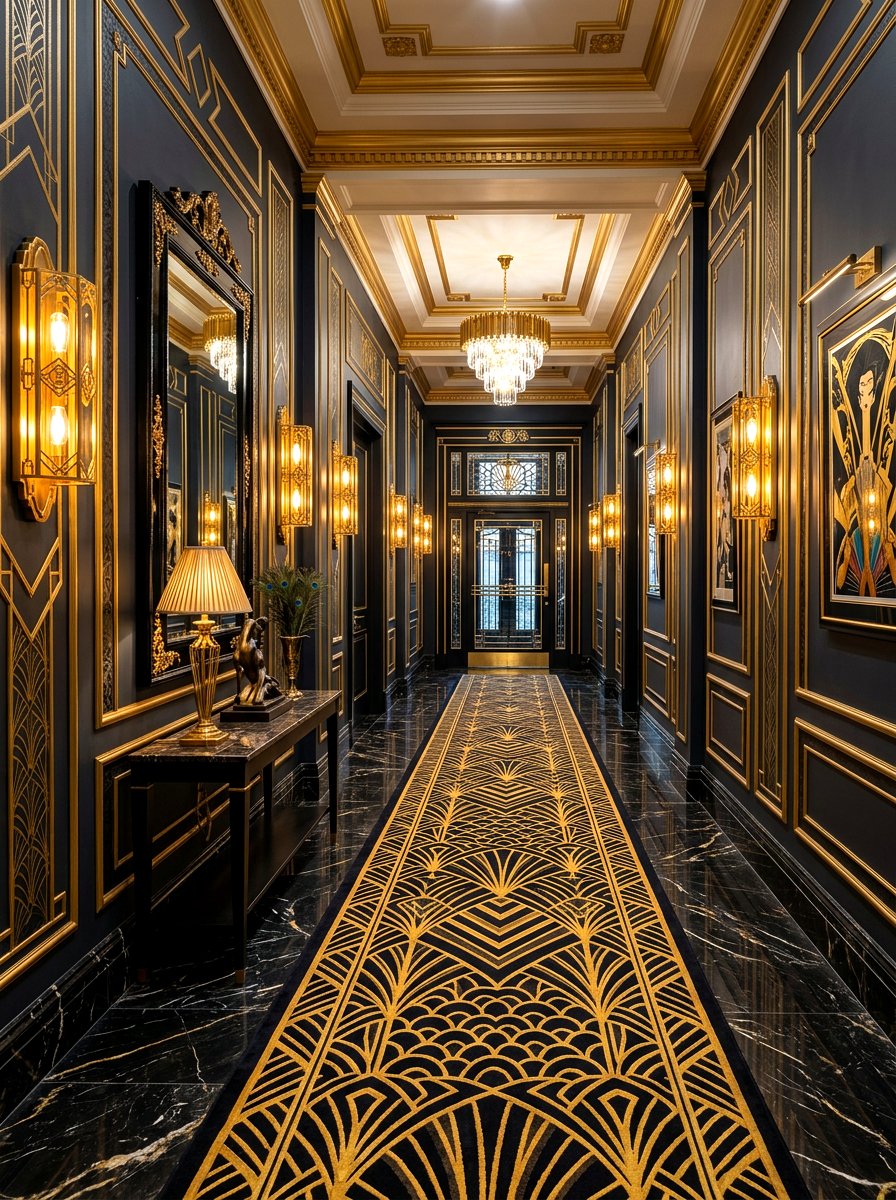 Art deco runner - 30 narrow hallway runner ideas