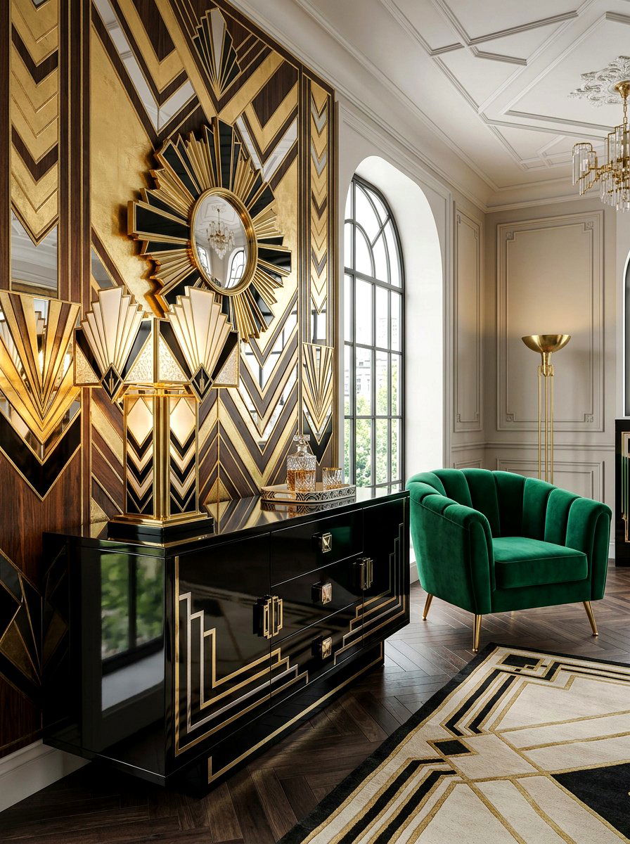 Art deco table lamp - 30 cozy lamp lit living room ideas