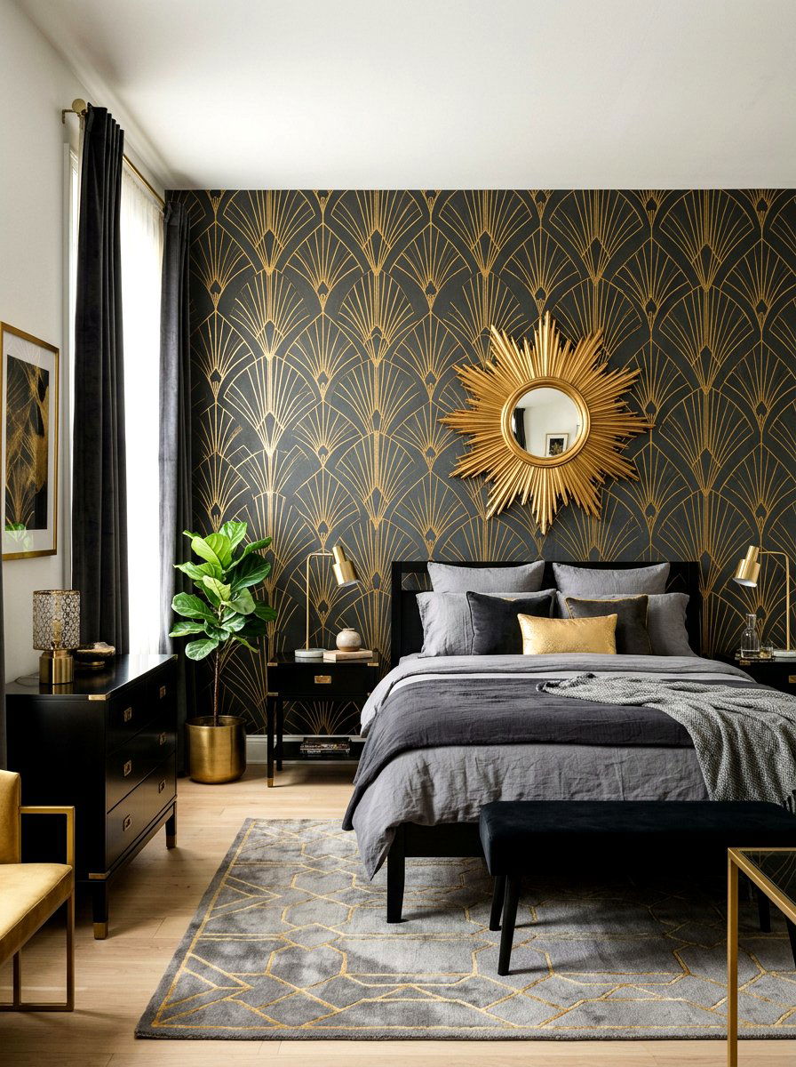 Art deco wallpaper - 30 neo deco bedroom ideas