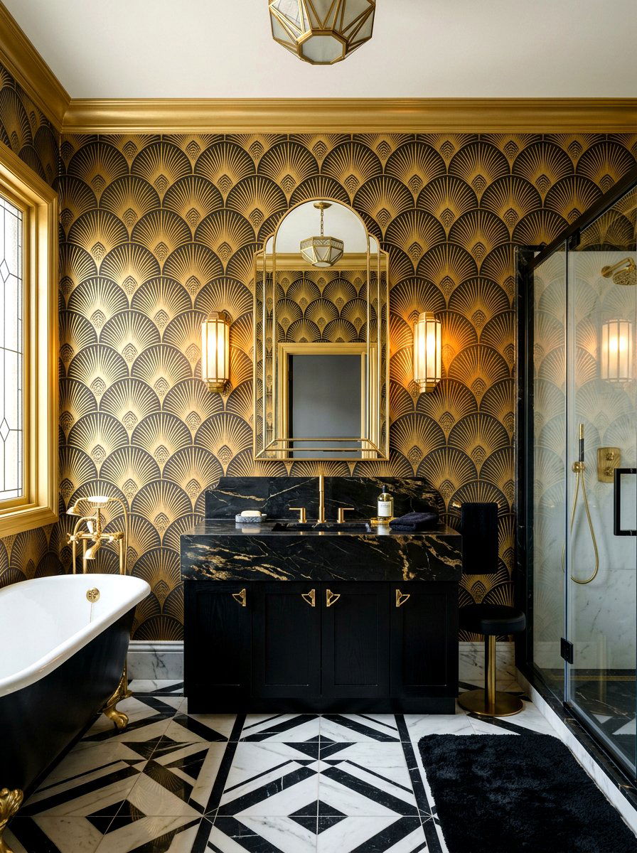 Art deco wallpaper bathroom - 30 neo deco bathroom ideas