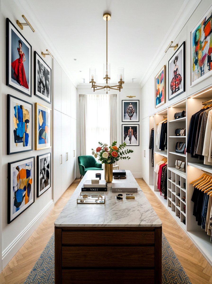 Art gallery walk in closet - 30 glam closet ideas