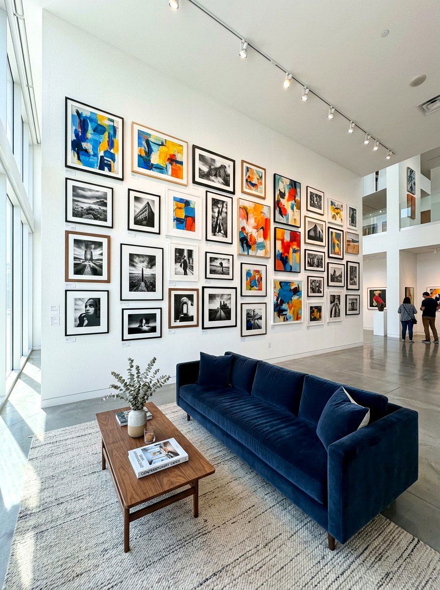 Art gallery walls - 30 screen free living room ideas