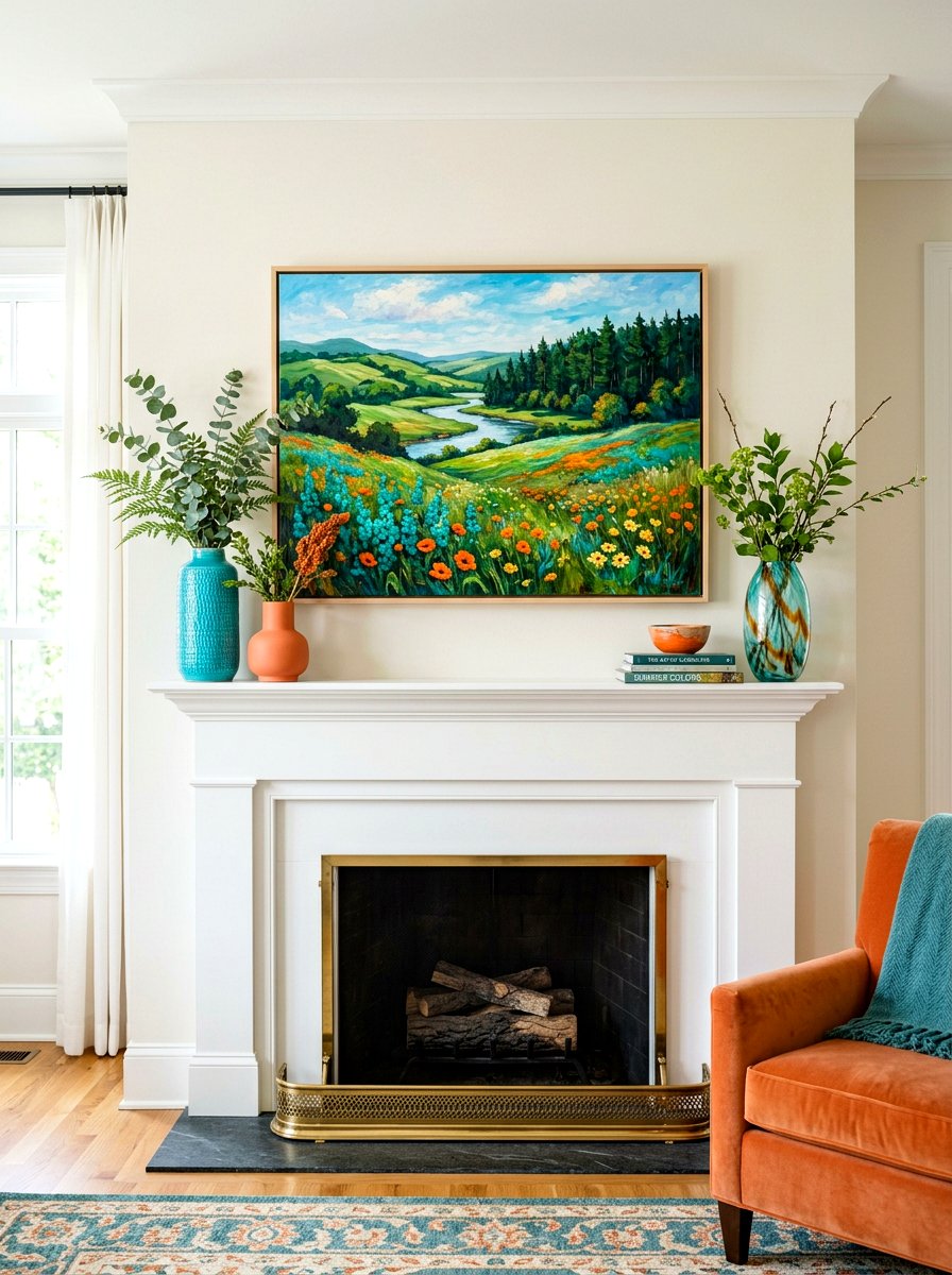 Art mantel - 30 summer mantel decor ideas