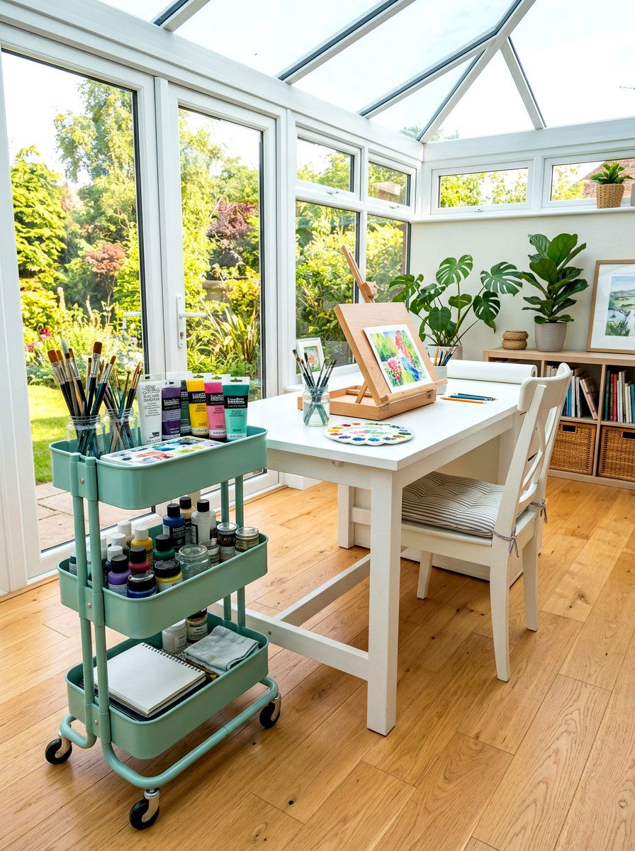 Art supply rolling cart - 30 kids craft room ideas