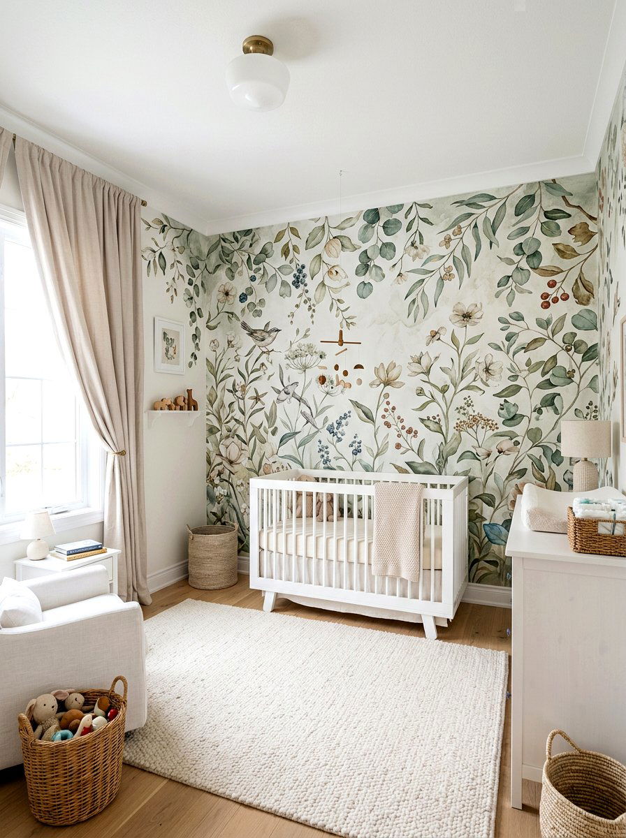 Artful Wallpaper Nursery - 30 quiet luxury nursery ideas