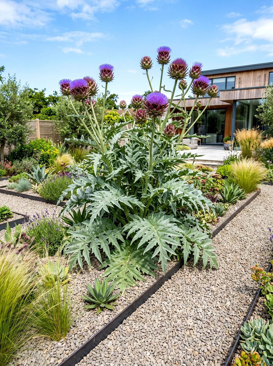 Artichoke Architectural Planting - 30 edible backyard landscaping ideas
