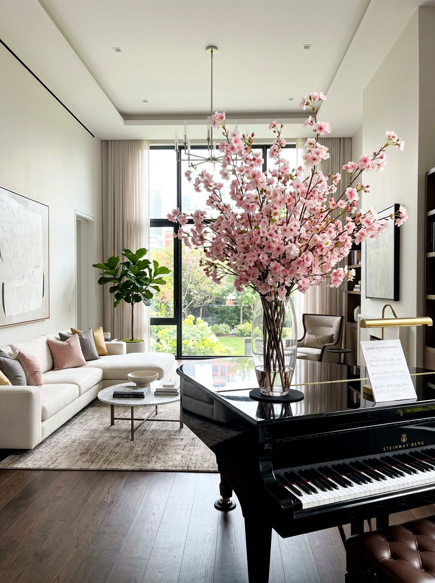 Artificial Cherry Blossom Vase - 30 faux plant decor ideas