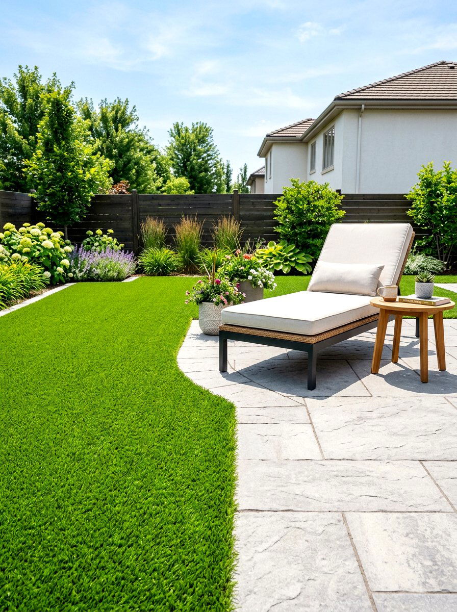 Artificial Grass - 30 low maintenance patio garden ideas