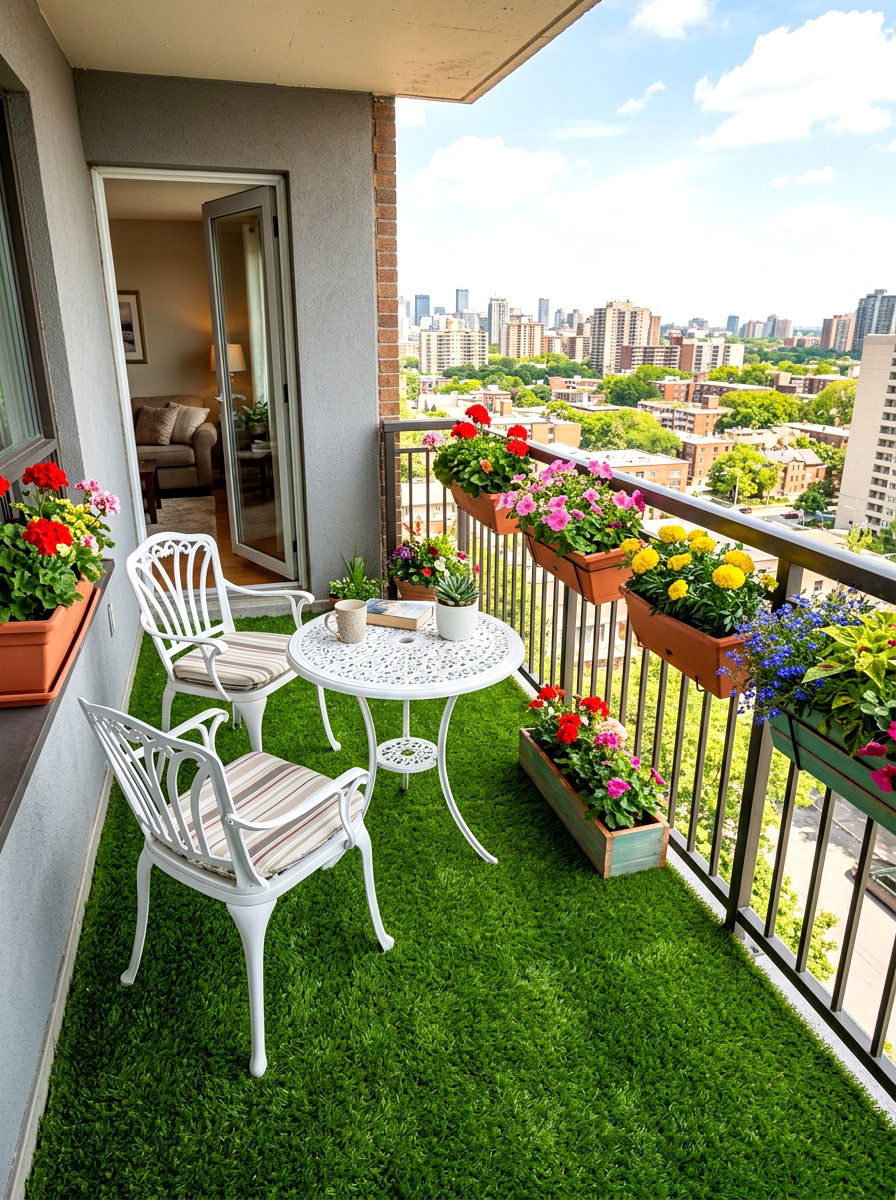 Artificial Grass Balcony Rug - 30 condo balcony lounge ideas