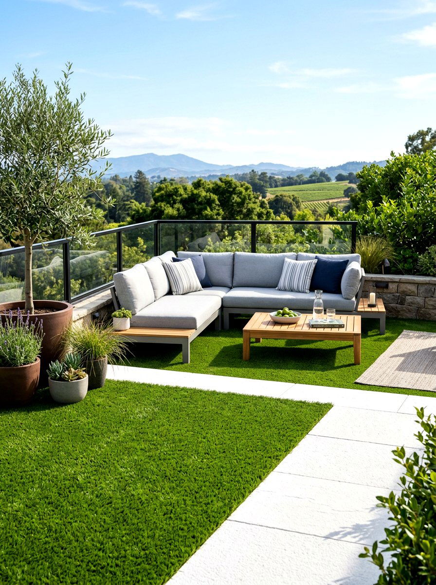 Artificial Grass Flooring - 30 terrace garden ideas